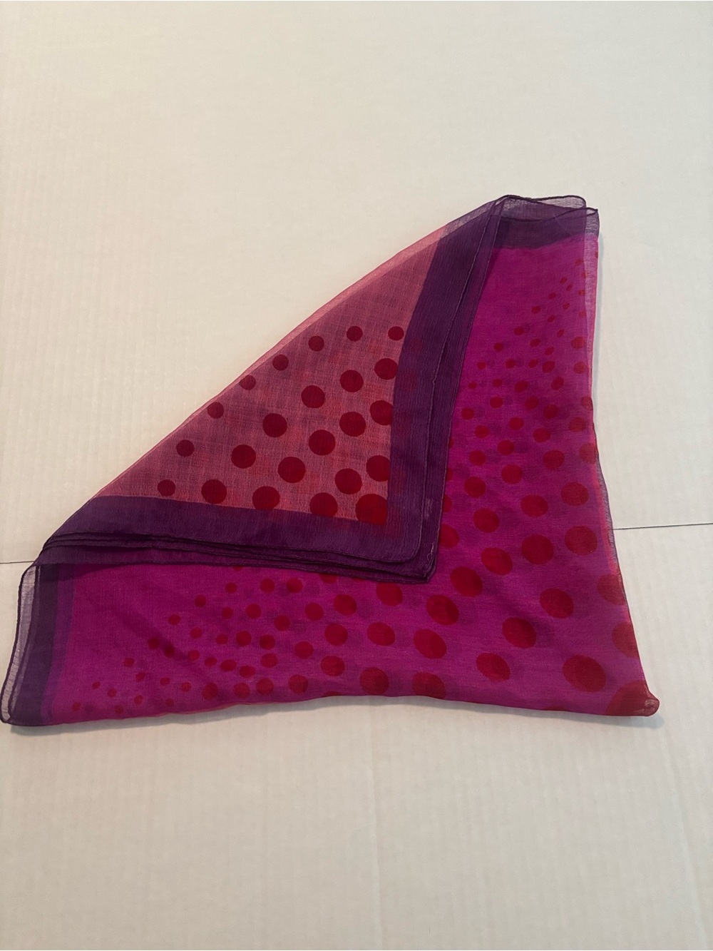 Silky Polka Dot Sheer Scarf in Magenta and Plum